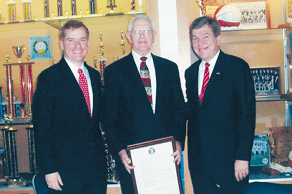 Blunt with his father, Leroy Blunt, and son Matt Blunt, a former Missouri governor.